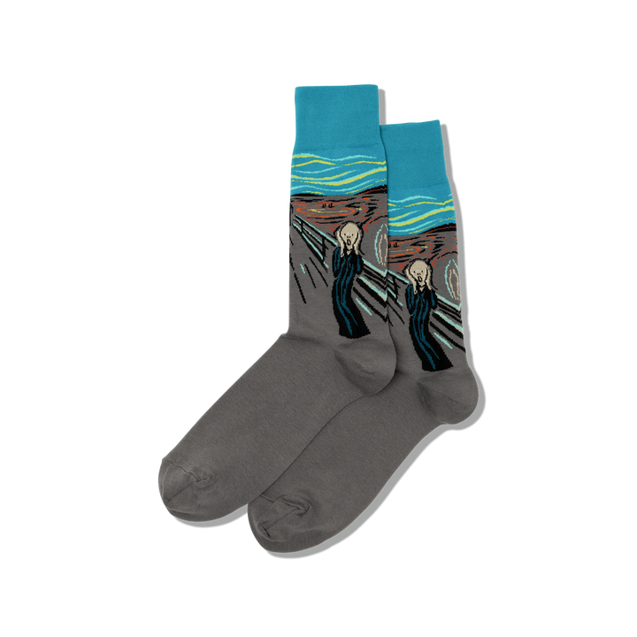 "Munch's The Scream" Cotton Dress Crew Socks by Hot Sox