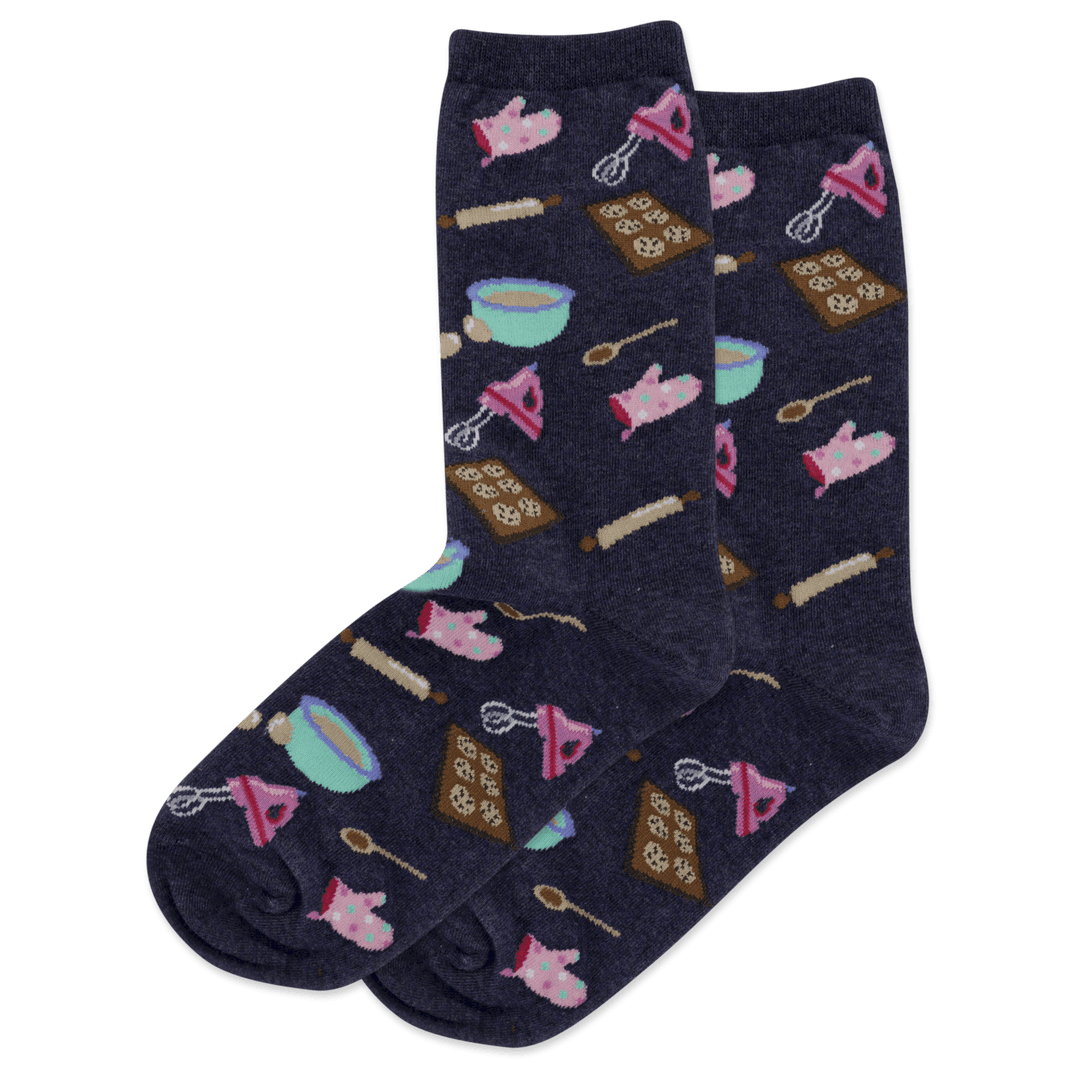 "Baking" Cotton Crew Socks by Hot Sox - Medium