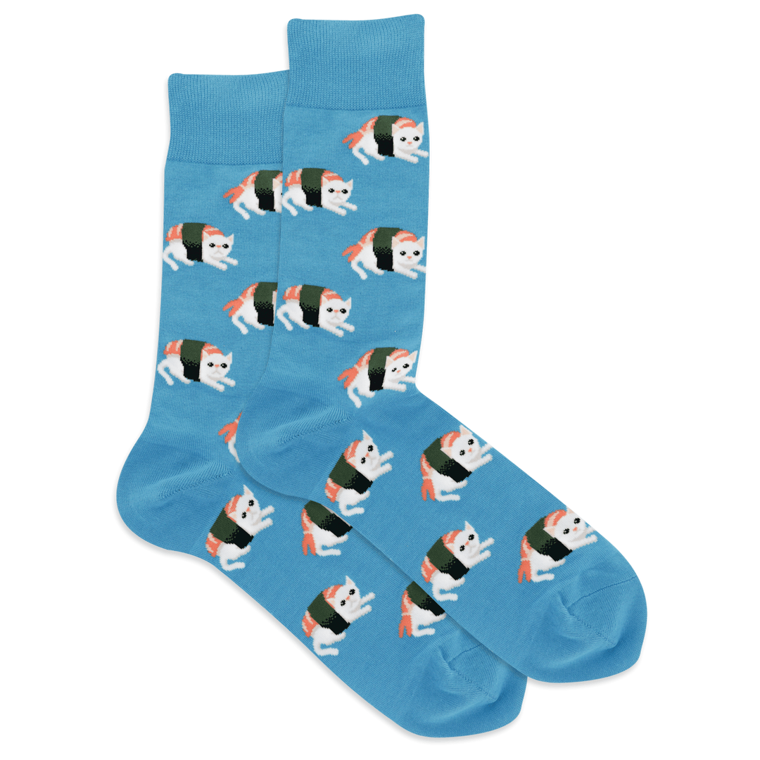 "Sushi Cat" Cotton Crew Socks by Hot Sox