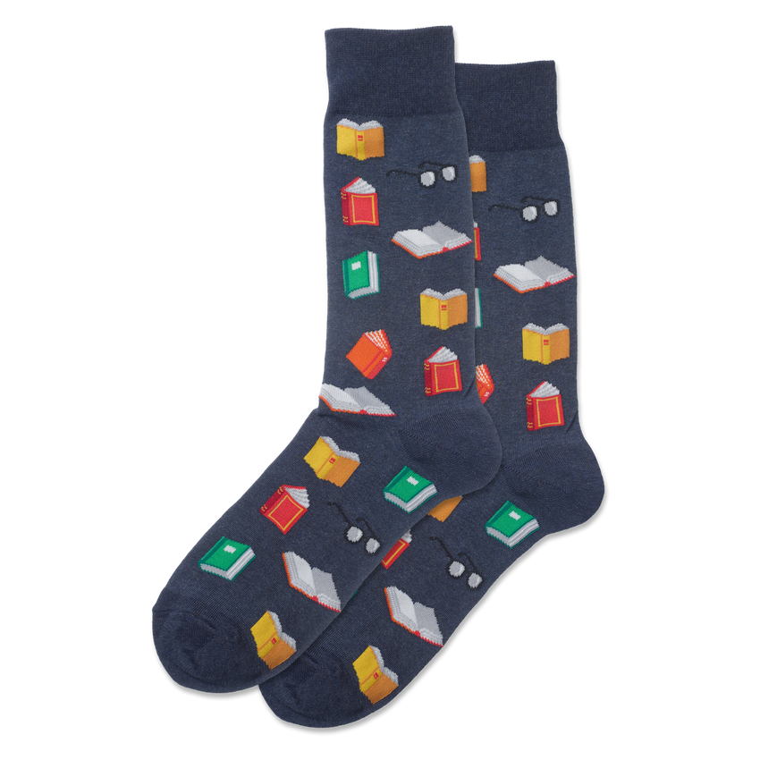 "Books" Cotton Crew Socks by Hot Sox