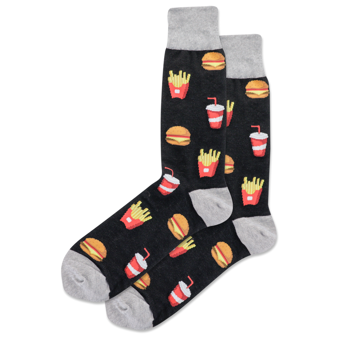 Chaussettes mi-mollet Hot Sox « Burger & Fries » - Taille L