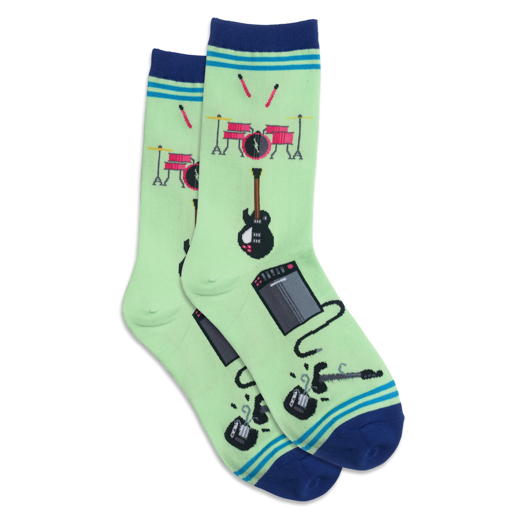 "Garage Band" Cotton Crew Socks by Hot Sox - Medium