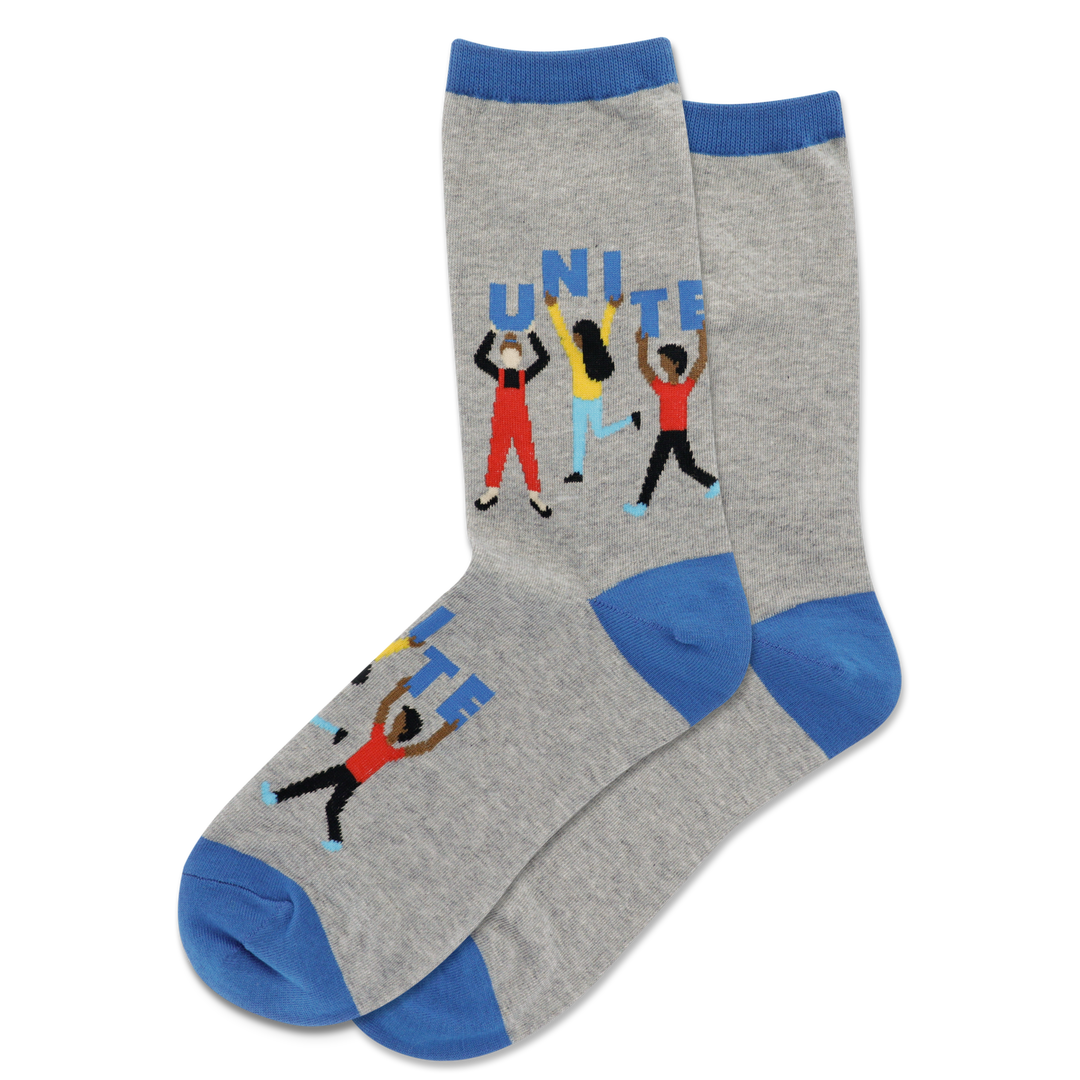 "Unite" Cotton Crew Socks by Hot Sox - Medium