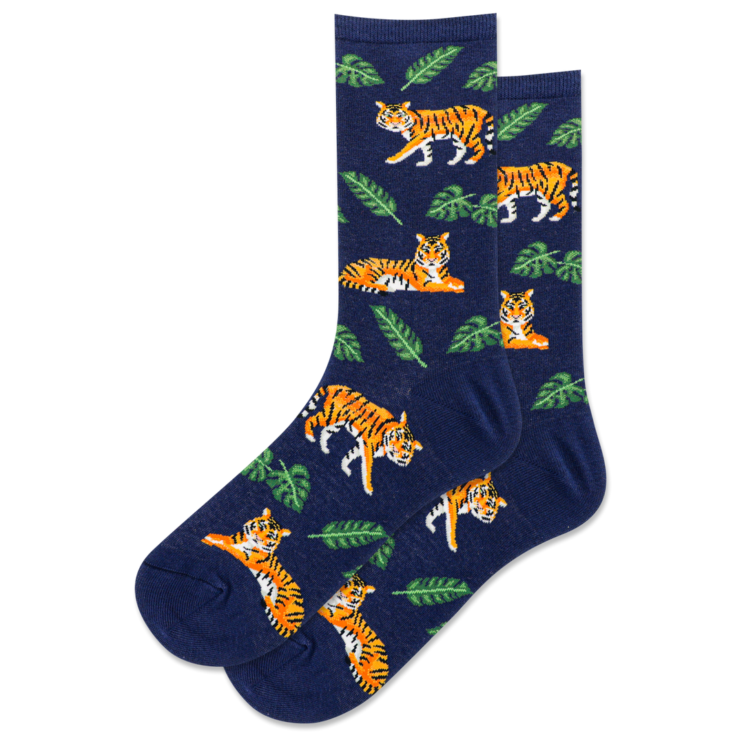 "Tigers" Cotton Crew Socks by Hot Sox - Medium