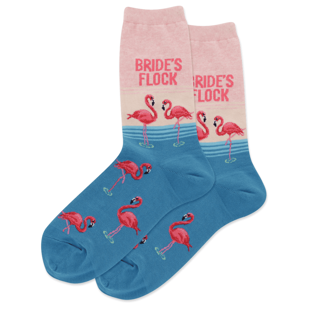 "bride's flock" animal socks with flamingos