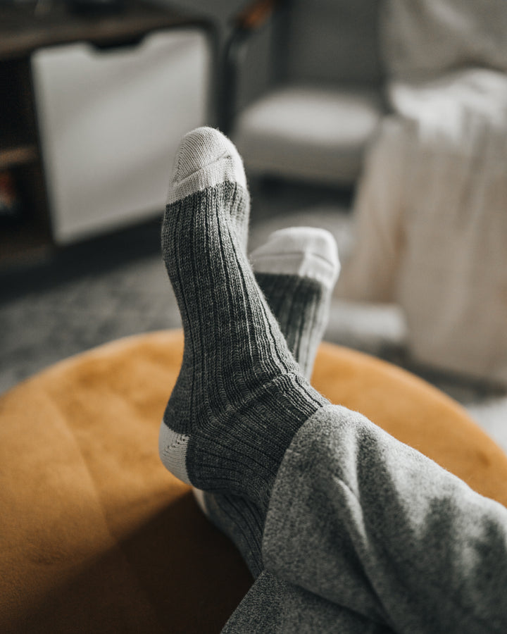 Wool sock with a red stripe