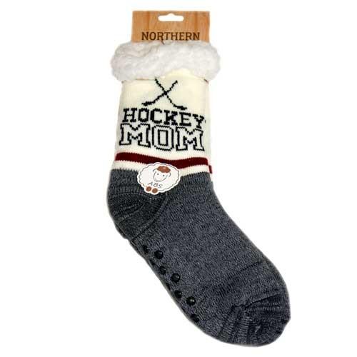 Northern Comfort Adult Hockey Mom Sherpa-Lined Grip Slipper Socks – Great  Sox