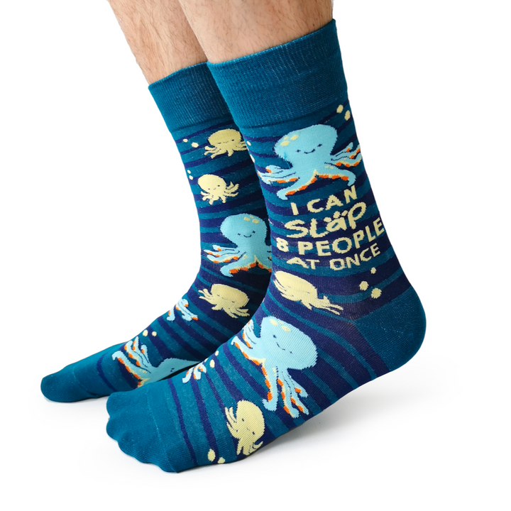 "Obscene Octopus" Cotton Crew Socks by Uptown Sox
