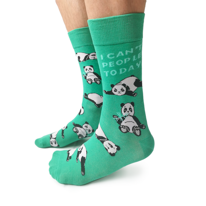 "Passive Panda" Cotton Crew Socks by Uptown Sox