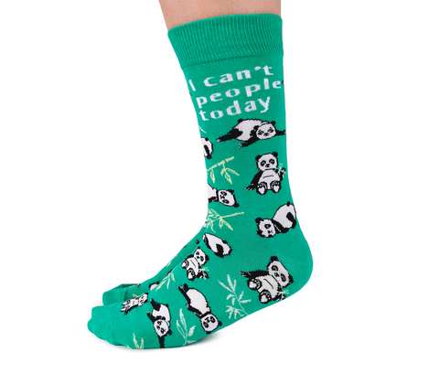 "Passive Panda" Cotton Crew Socks by Uptown Sox