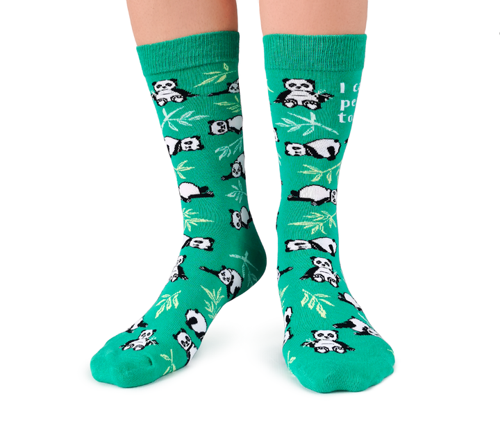 "Passive Panda" Cotton Crew Socks by Uptown Sox