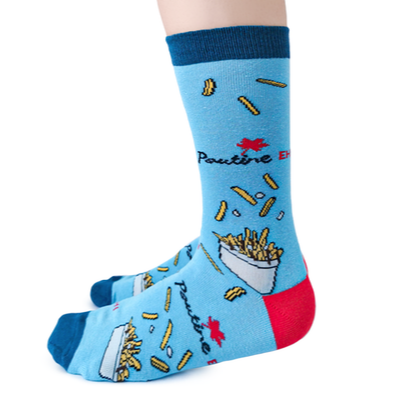 "Poutine Eh" Cotton Crew Canadian Socks by Uptown Sox