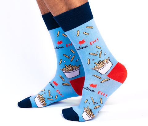 Chaussettes en coton canadiennes « Poutine Eh » par Uptown Sox