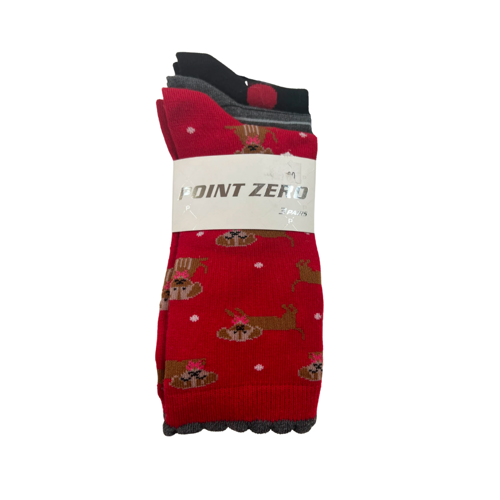"Red Dogs" Kid's Assorted Socks 3PK by Point Zero