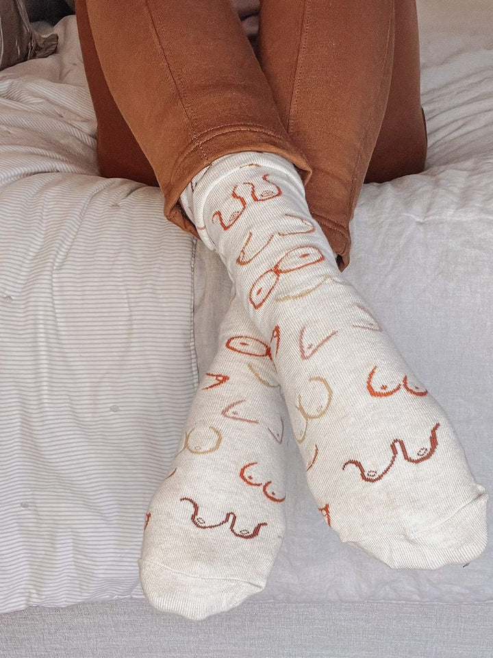 "Simply The Breast" Crew Socks by Uptown Sox