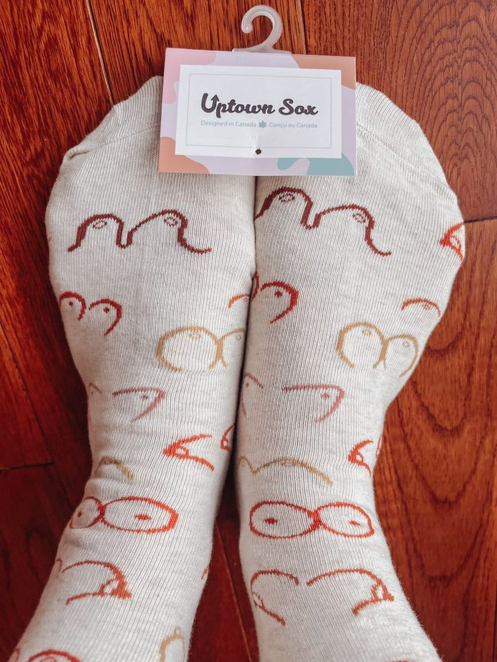 "Simply The Breast" Crew Socks by Uptown Sox