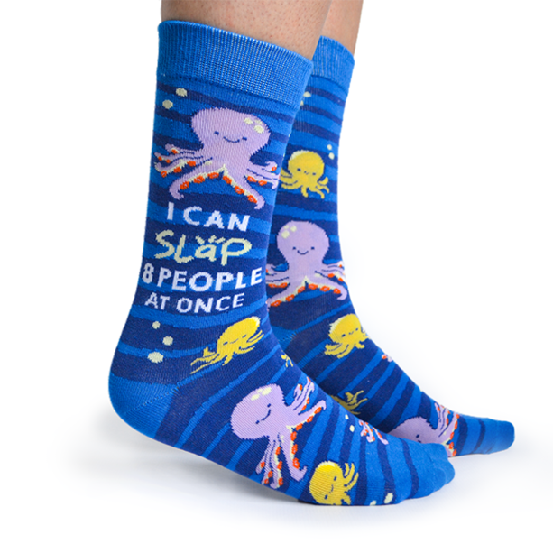 "Obscene Octopus" Cotton Crew Socks by Uptown Sox