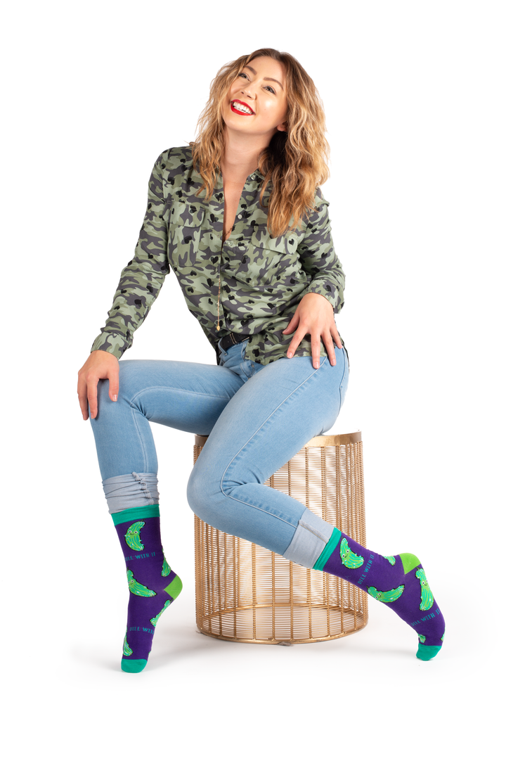 "In a Pickle" Cotton Crew Socks by Uptown Sox