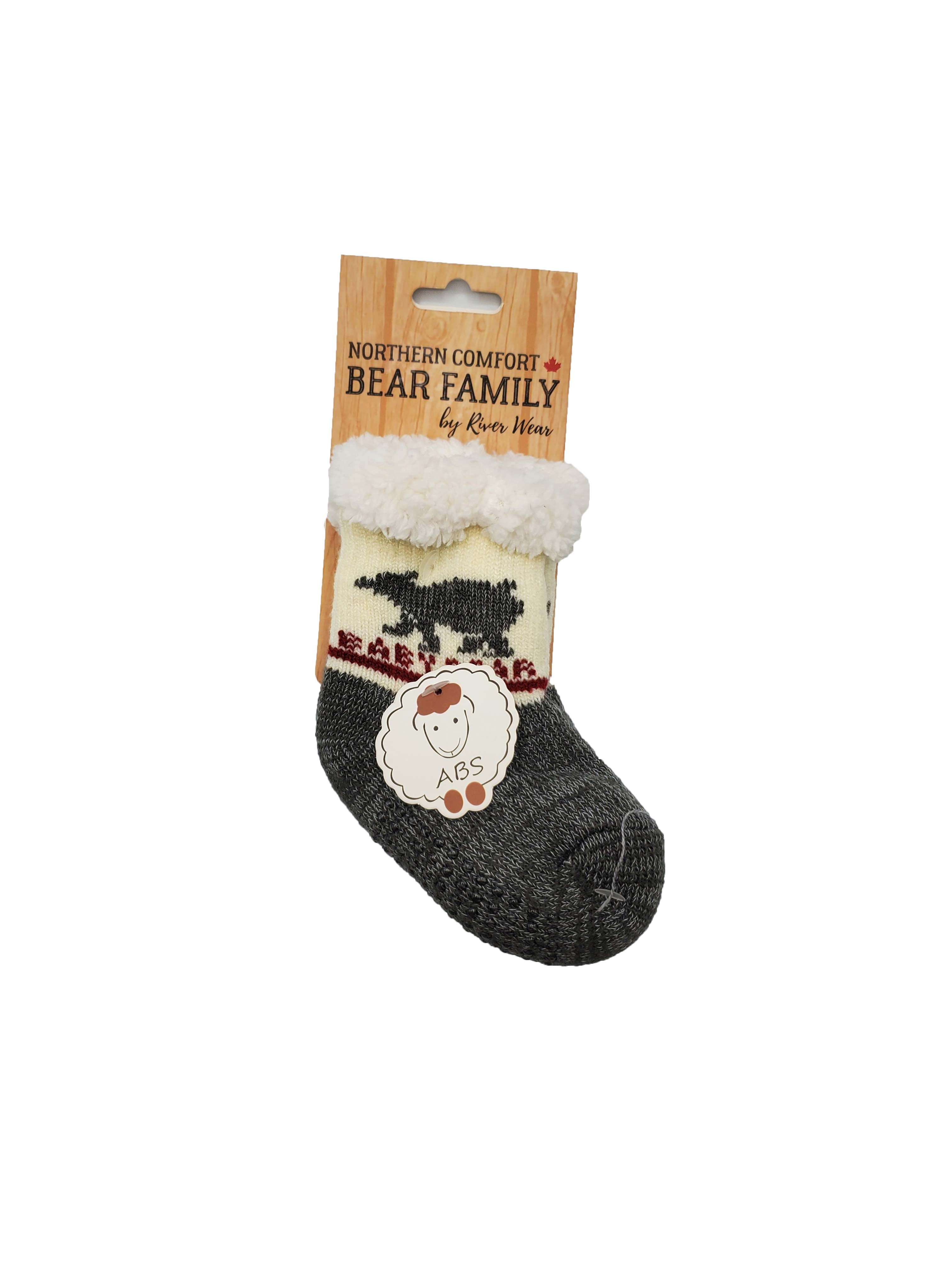 Northern Comfort Infant's Baby Bear Sherpa-Lined Grip Slipper