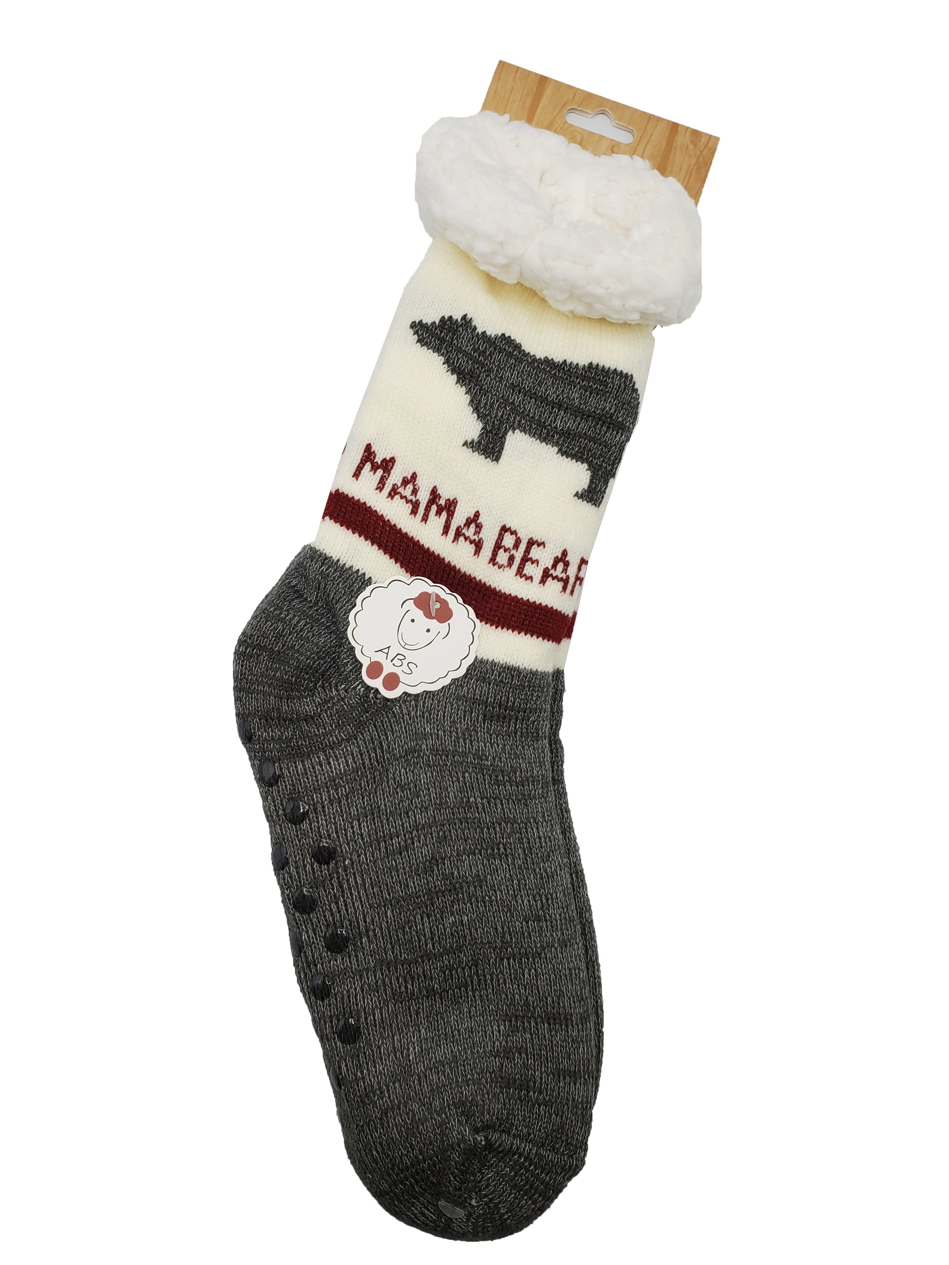 Northern Comfort Mama Bear Sherpa-Lined Grip Women's Slipper Socks
