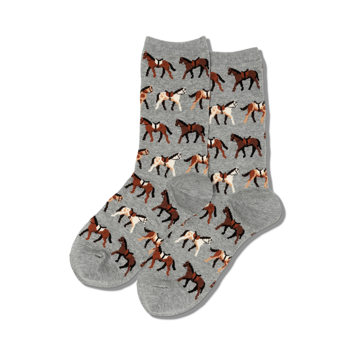 Chaussettes mi-mollet en coton « Chevaux » par Hot Sox - Medium 
