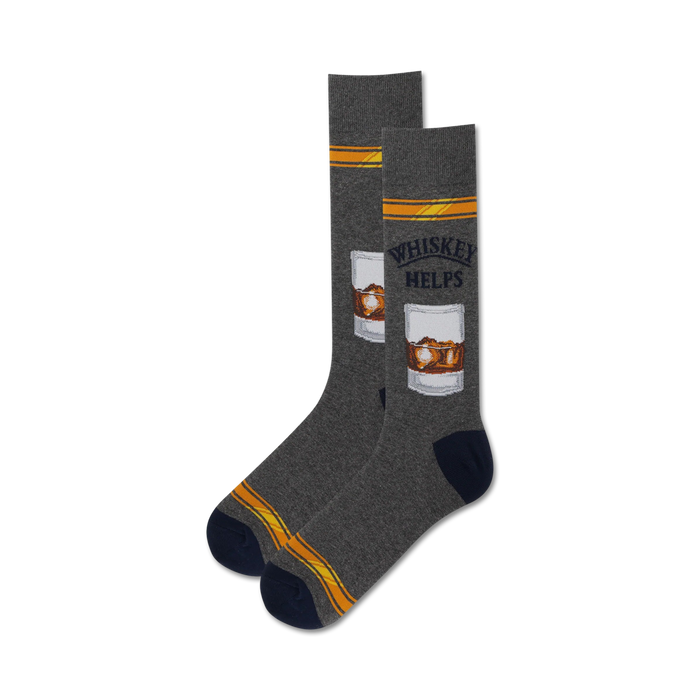 "Whiskey Helps " Crew Socks by Hot Sox - Large
