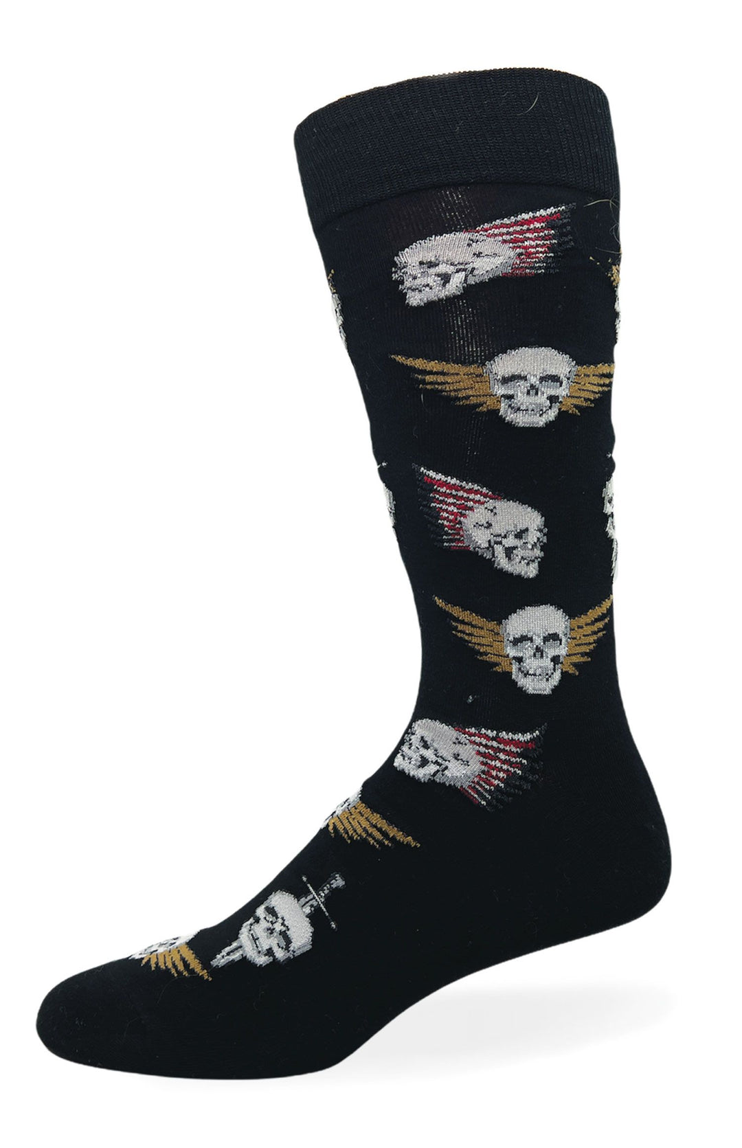 "Skull" Pattern Cotton Dress Sock by Crazy Toes -Large