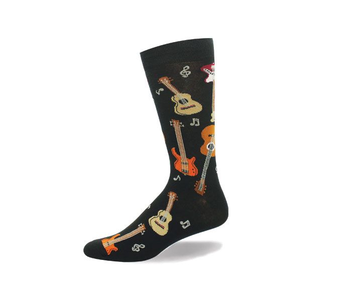 "Classic Guitar" Combed Cotton Socks by Crazy Toes-Large