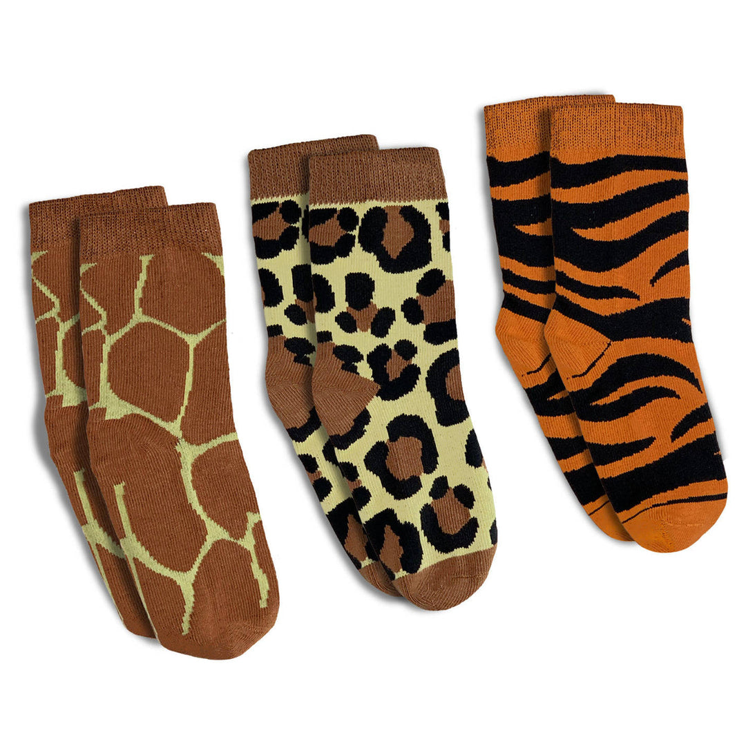 Kids "Giraffe, Leopard and Tiger Print" Socks by Good Luck Sock