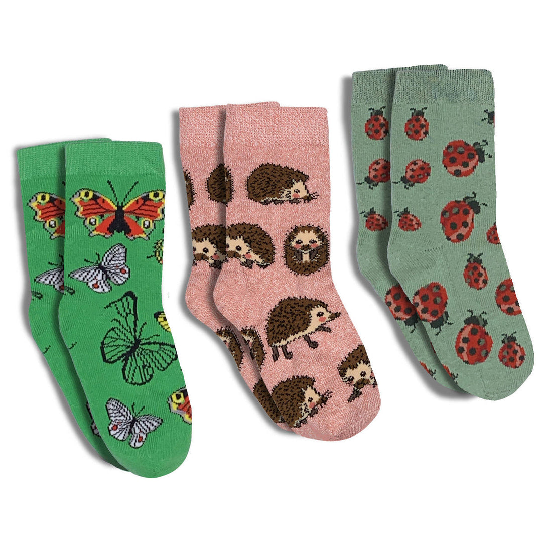 Kids "Butterflies, Hedgehogs and Ladybugs" Socks by Good Luck Sock
