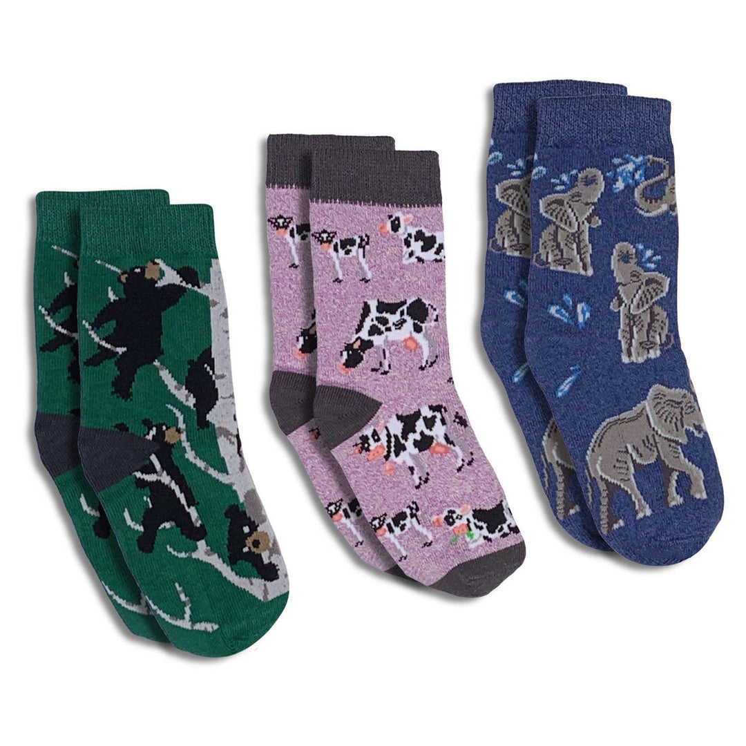 Kids "Bears, Cows and Elephants" Socks by Good Luck Sock