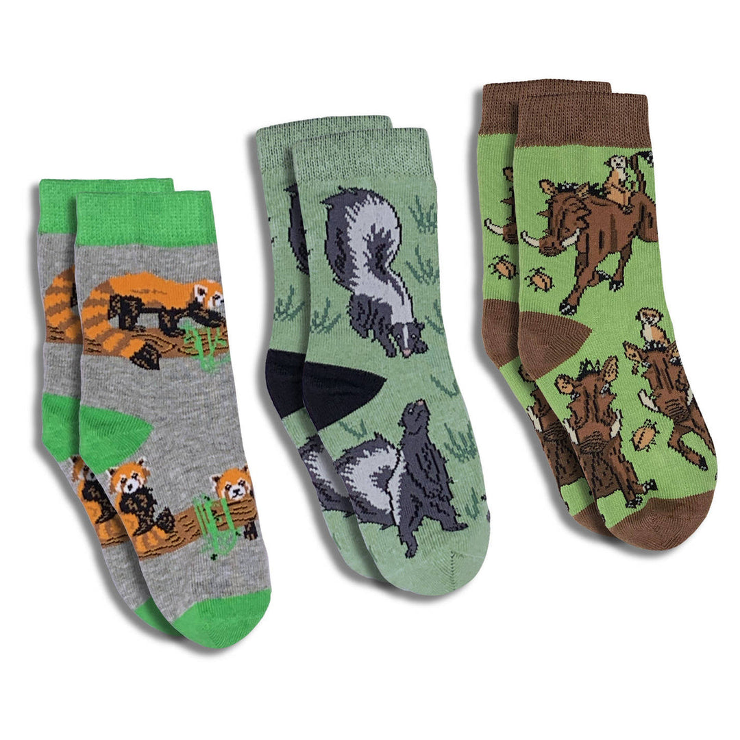 Kids "Red Panda, Skunk and Warthogs" Socks by Good Luck Sock