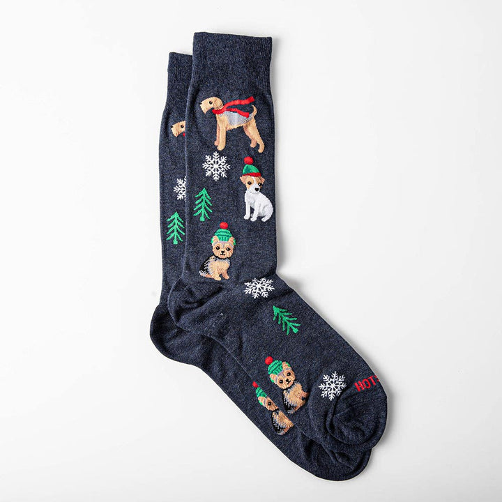 "Christmas Dogs" Cotton Crew Socks by Hot Sox