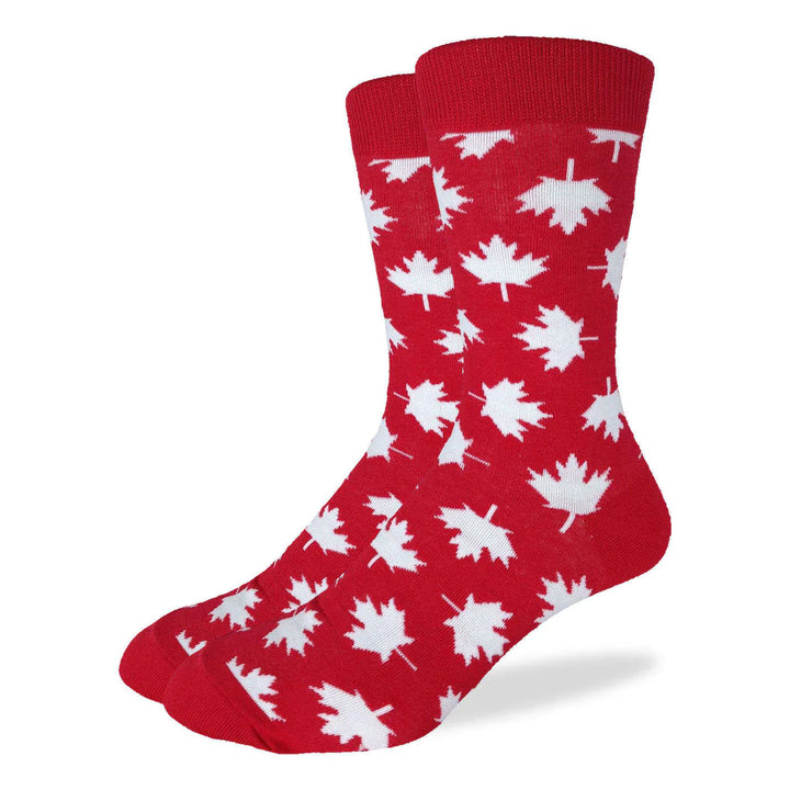 Chaussettes mi-mollet en coton « Feuille d'érable du Canada » par Good Luck Sock