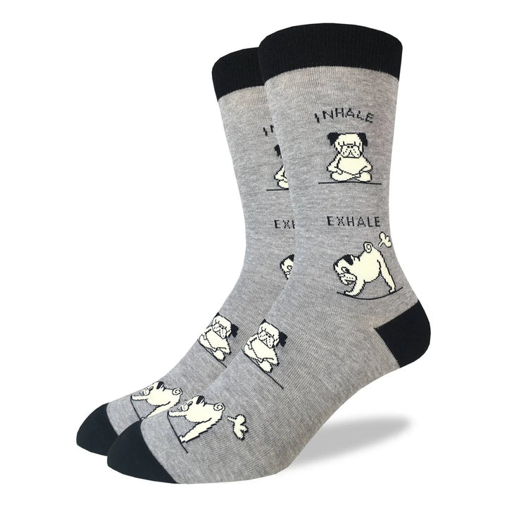 "Yoga Pug" Cotton Crew Socks by Good Luck Sock