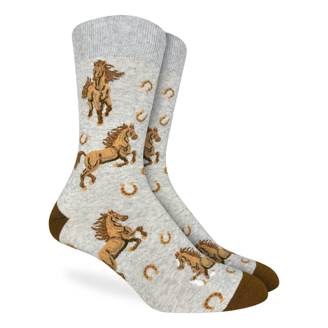 "Horses 2.0" Cotton Crew Socks by Good Luck Sock - Medium