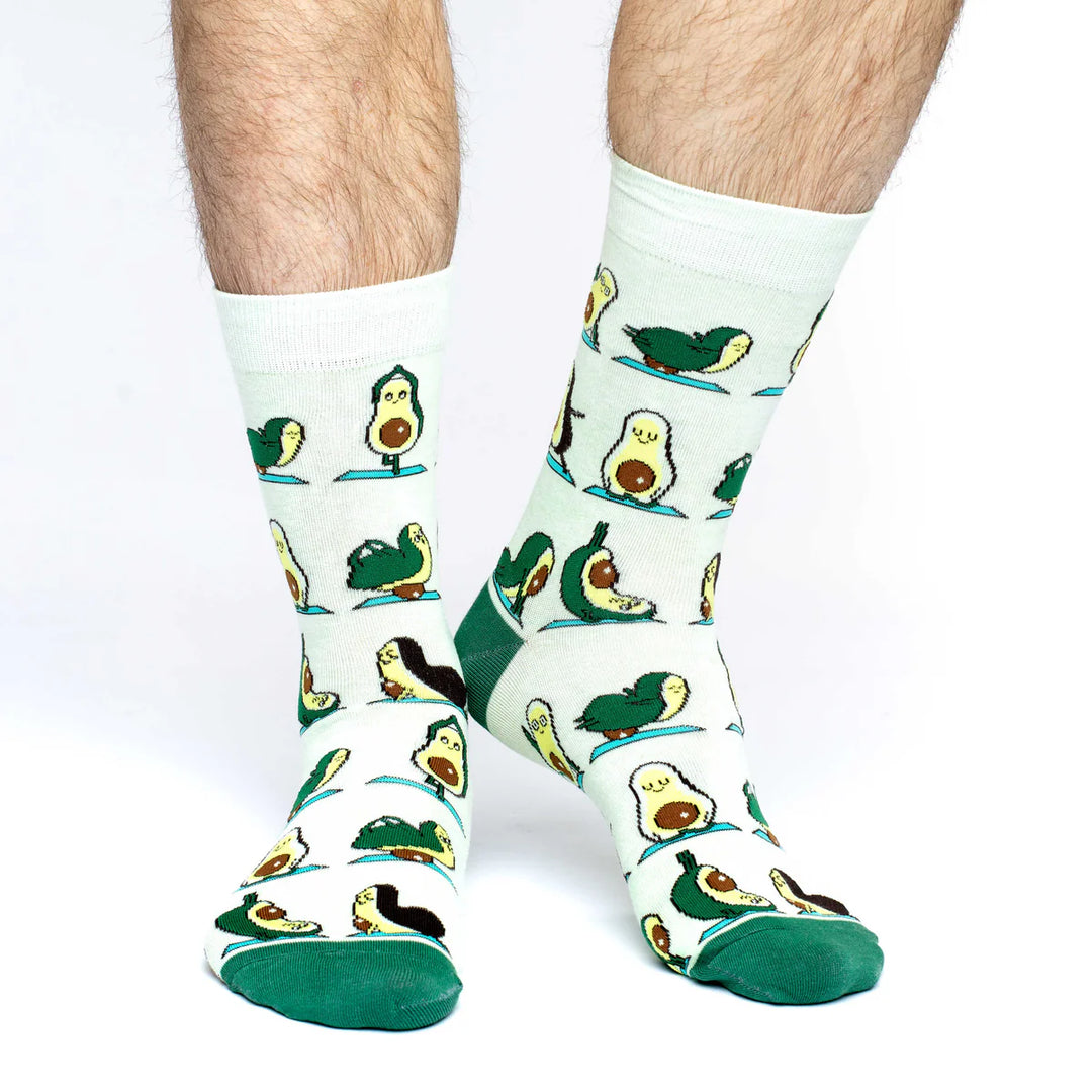 "Avocado Yoga" Cotton Crew Socks by Good Luck Sock