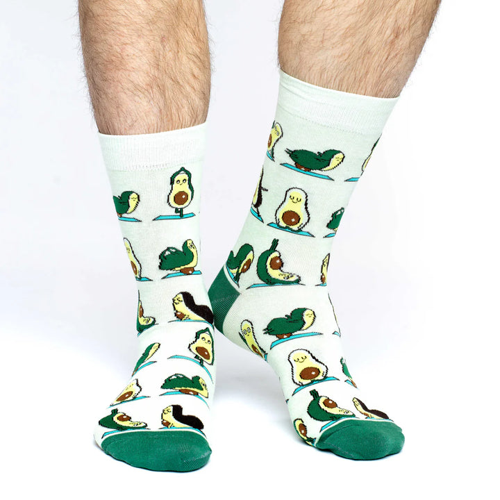 "Avocado Yoga" Cotton Crew Socks by Good Luck Sock