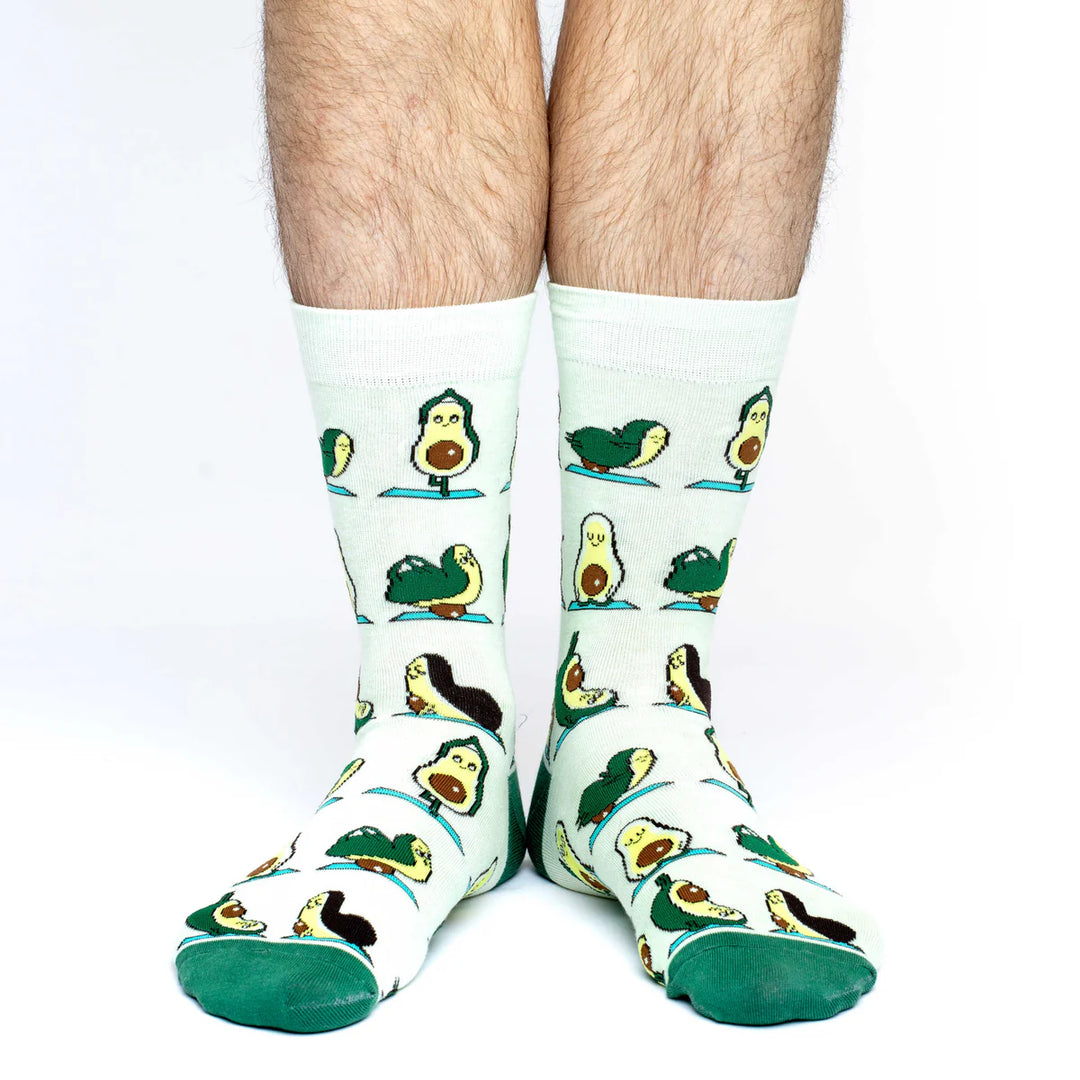 "Avocado Yoga" Cotton Crew Socks by Good Luck Sock