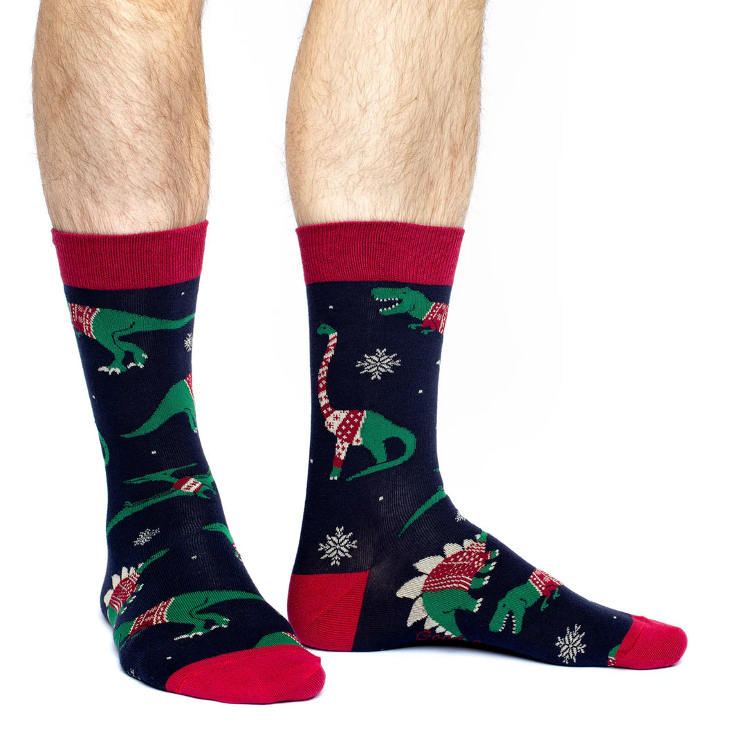 Chaussettes en coton « Pull de Noël Dinosaure » par Good Luck Sock