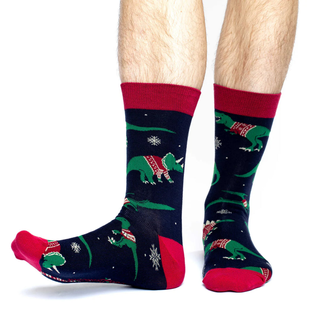 Chaussettes en coton « Pull de Noël Dinosaure » par Good Luck Sock