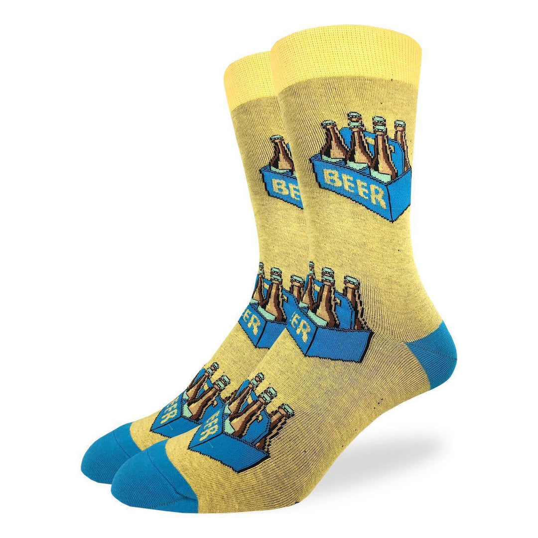 Chaussettes mi-mollet en coton « Pizza &amp; Beer » de Good Luck Sock - Taille L 