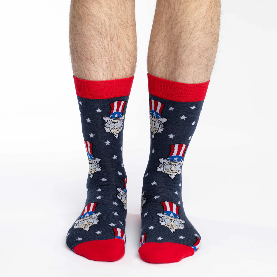 "Cool Uncle Sam" Crew Socks by Good Luck Sock Sock - Large (CLEARANCE)