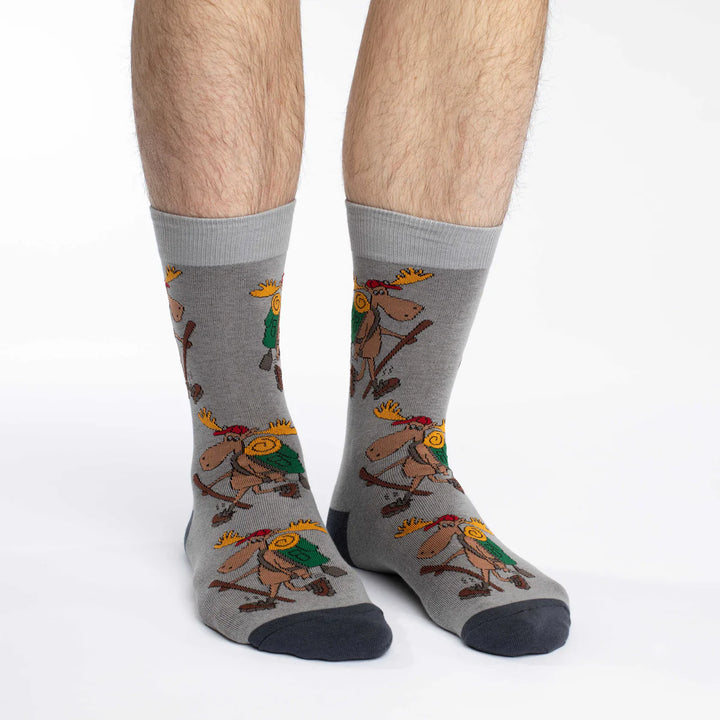 Chaussettes mi-mollet en coton « Hiking Moose » de Good Luck Sock 