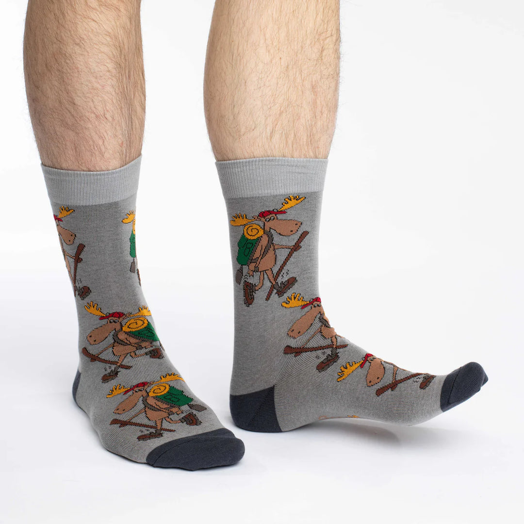 Chaussettes mi-mollet en coton « Hiking Moose » de Good Luck Sock 
