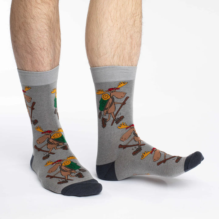 Chaussettes mi-mollet en coton « Hiking Moose » de Good Luck Sock 