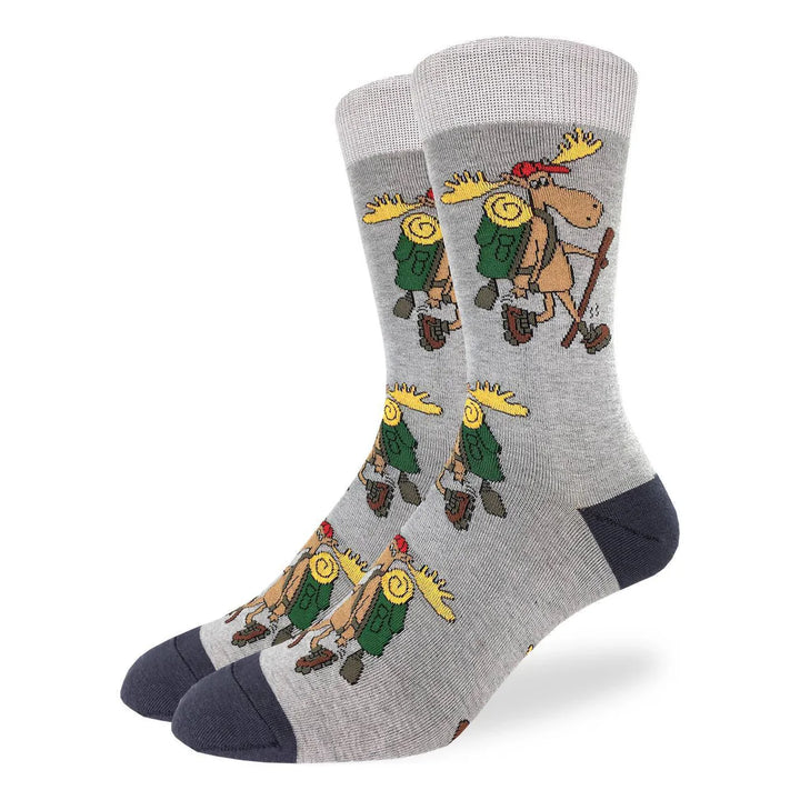 Chaussettes mi-mollet en coton « Hiking Moose » de Good Luck Sock 