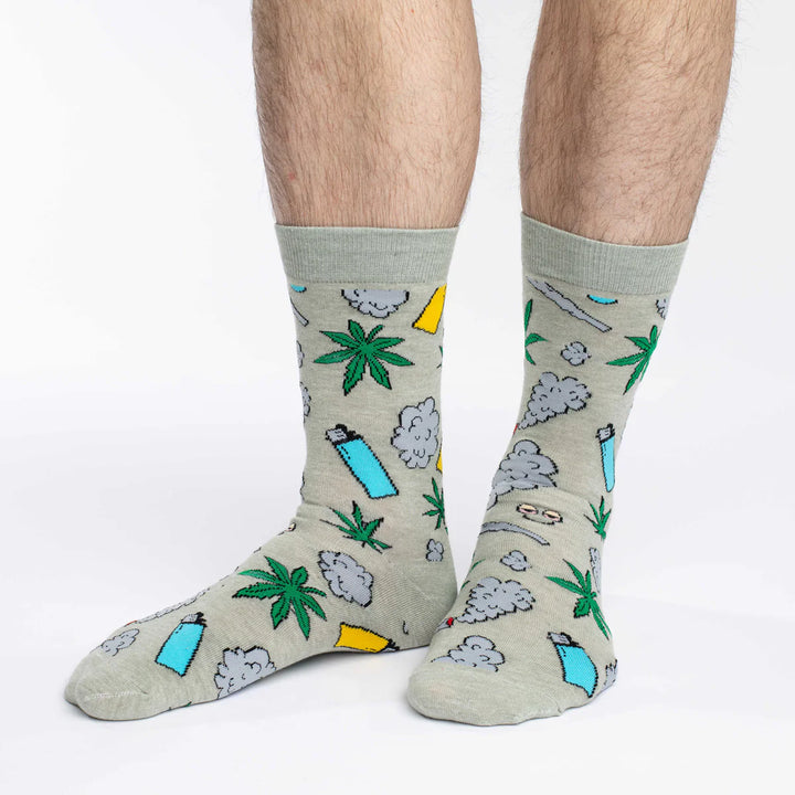 "Stoned Marijuana" Cotton Crew Socks by Good Luck Sock