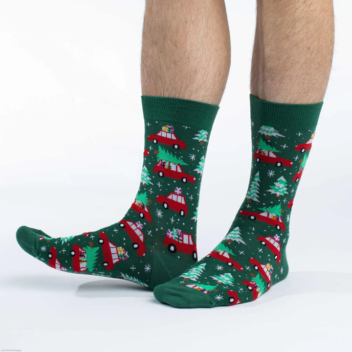 "Christmas Trees" Cotton Crew Socks by Good Luck Sock (CLEARANCE)