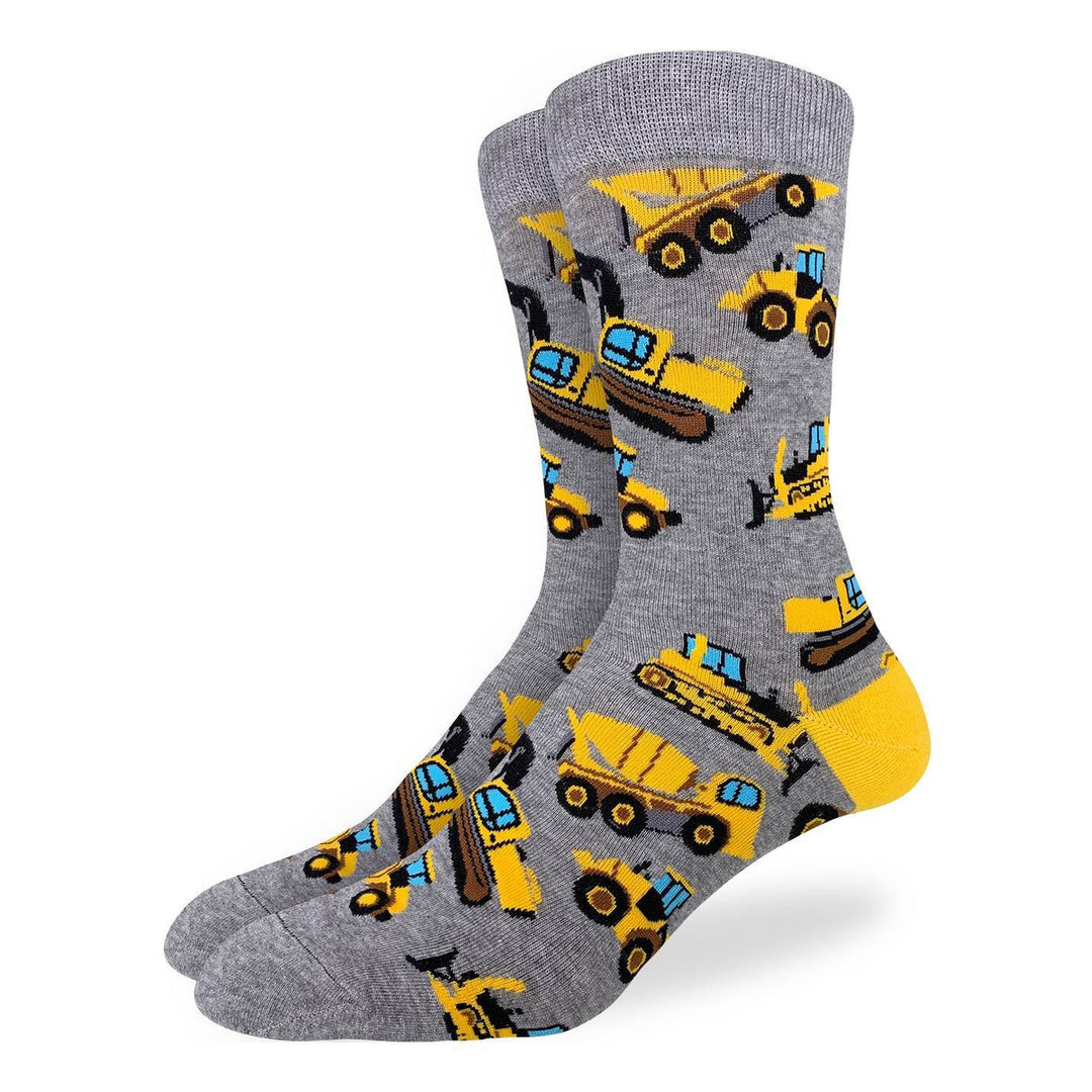 "Construction" Cotton Crew Socks by Good Luck Sock - Extra Large